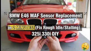 BMW E46 MAF Sensor Replacement in 2 MINUTES! (Fix Rough Idle/Stalling) | 325i 330i DIY