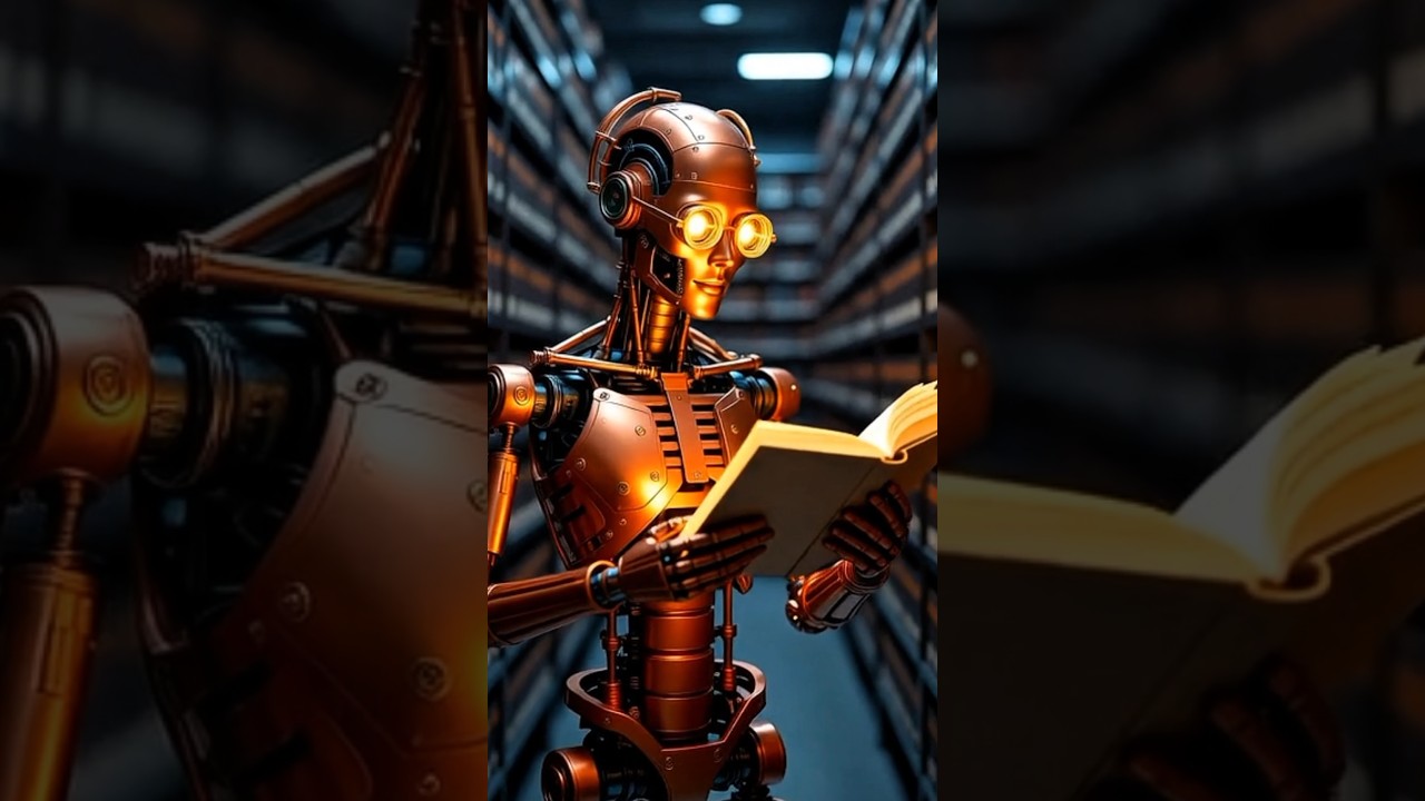 robot book reding ai video #aivideo #shortvideo