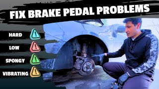 How To FIX a Low, Spongy, Hard, Vibrating Brake Pedal On Your Car ?
