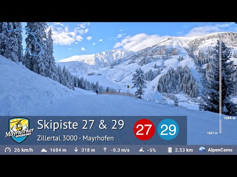 Skifahren Mayrhofen ⛷️ Piste 27 & 29 - Penken | Zillertal 3000 | Mit GPS Statistiken