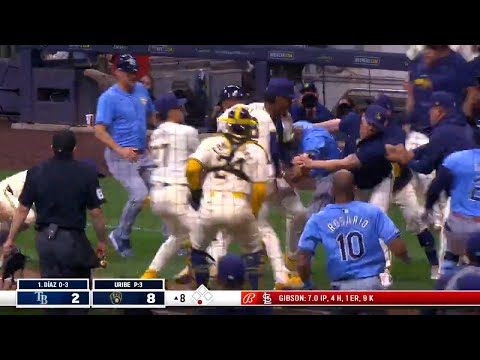 BENCHES CLEAR for brawl in Rays vs. Brewers ???? | ESPN MLB