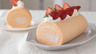 Can I have those cake edges please..（00:07:45 - 00:11:51） - さくらロールケーキの作り方 Sakura Roll Cake｜HidaMari Cooking