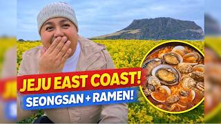 FOUND THE BEST SEAFOOD RAMEN in JEJU served by Haenyeo Divers | Seongsan Ilchulbong + Canola Fields