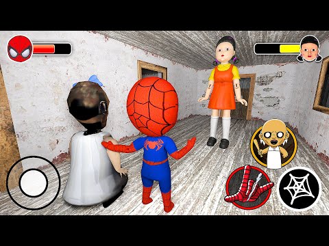 Playing as Spider Baby & Baby Granny VS Squid Game Doll in Granny House