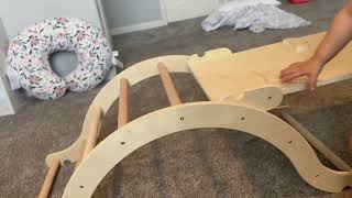 Honest Review of Montessori Indoor Wooden Playground, Giant bean Foldable Wooden Pikler Triangle Cli
