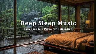 Warm Bedroom with Rain Outside Forest | Relaxing Music for Meditation + Deep Sleep + Calm Mind
