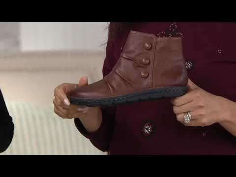 Clarks Leather Side Button Ankle Boots - Janice Verna on QVC