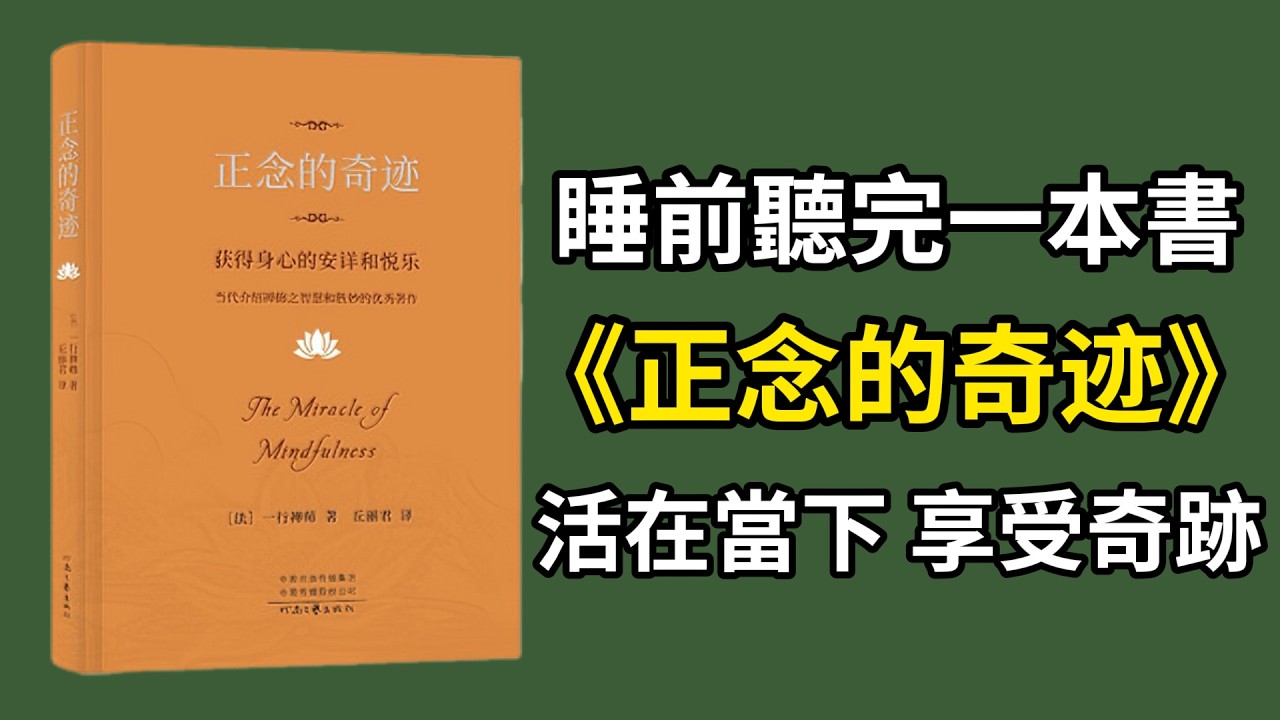 睡前讀完一本書《正念的奇迹》：活在當下，才是生命真正的升華 #正念的奇迹 #活在當下 #一行禪師 #睡前聽書 #心靈成長 #治愈系