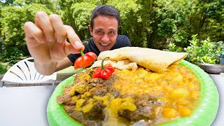 King of Curry Goat &amp; Duck!! FAVORITE FOODS in Trinidad &amp; Tobago - Caura River Lime!! - YouTube