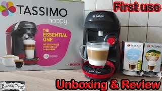 Bosch Tassimo Happy coffee maker first use, - Unboxing & Review, How to use