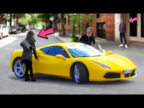 FERRARI GOLD DIGGER PRANK - Rich Kid - 2 GUYS 1 GIRL 2018