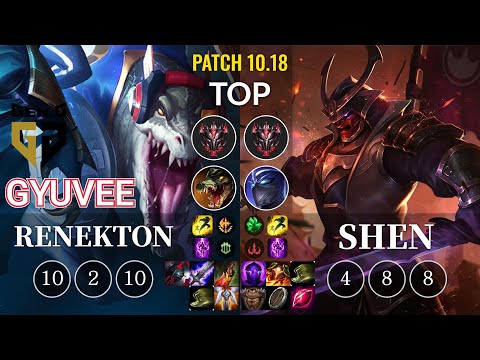 GEN gyuvee Renekton vs Shen Top - KR Patch 10.18