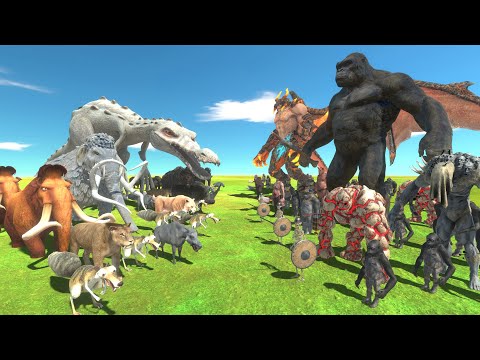 Ice Age War - Ice Age Team VS Infernals + Mutant Primates - Animal Revolt Battle Simulator