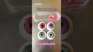 💗Pink lenses on green eyes? The result is pure magic! 🌸💚Tell us below ⬇️ which pink lens you'd rock!