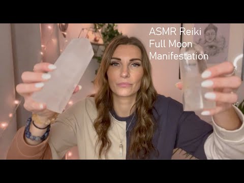ASMR Full Moon Reiki (Hand movements, plucking, smudging, tarot reading, meditation) 🌕✨