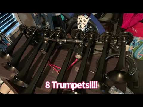 Vixen Train Horn, 8 Trumpet, 200 PSI Air Compressor, 5 gallon Air Tank