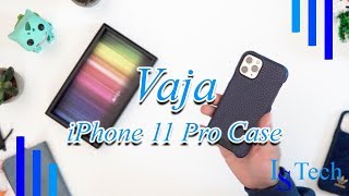 Premium iPhone 11 Pro Leather Case | Vaja | Floater Crown Blue and Sand Henna