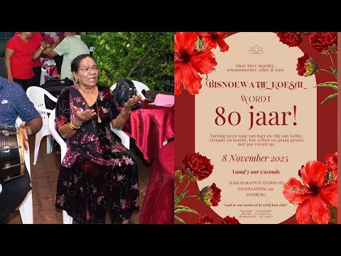 80 jaar Bisnoewatie Koesal. Zaterdag 8 nov. 2025.