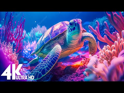 Turtle Paradise 4K ULTRA HD - Undersea Nature Relaxation Film + Piano Music by Peaceful Relaxation