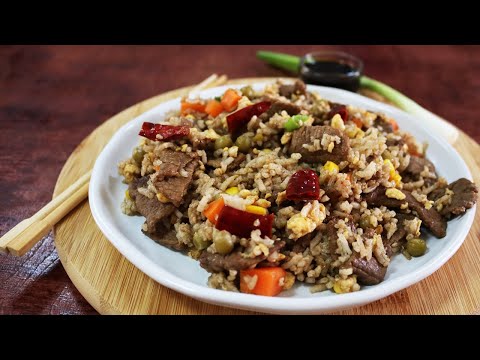Arroz frito chino con carne de res y verduras, super fácil de hacer y con un resultado exquisito 😱🍚😋