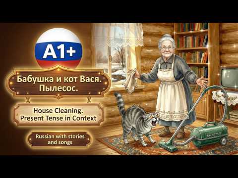 Бабушка и кот Вася 12 / The Vacuum Cleaner Adventure 🧹 | Grandma and Vasya the Cat 12 | Russian A1+