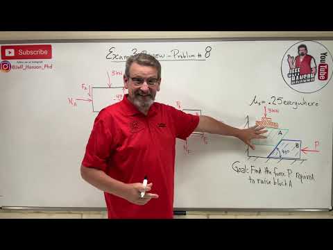 Statics: Exam 3 Review Problem 7, Friction Wedge Example