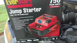 EVERSTART 750 Amp Jump Starter with 120 PSI Digital Compressor Review / How to use