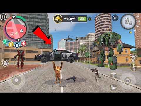 Rope Hero: Vice Town (Mutant Stoneman Picked up Corona Burger Veen and Slammed) Android Gameplay HD