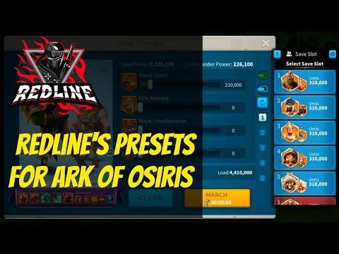 Redline's Ark of Osiris 5 march Presets - Rise of Kingdoms