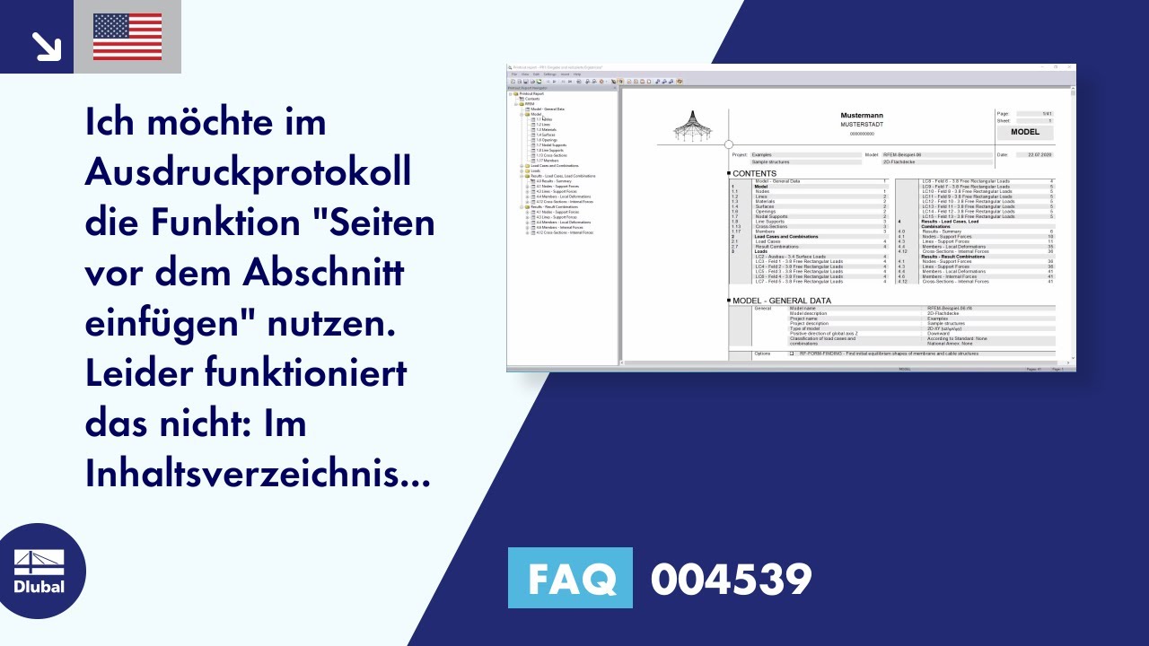 [EN] FAQ 004539 | Ich möchte im Ausdruckprotokoll die Funktion "Seiten vor dem Abschnitt einfügen...