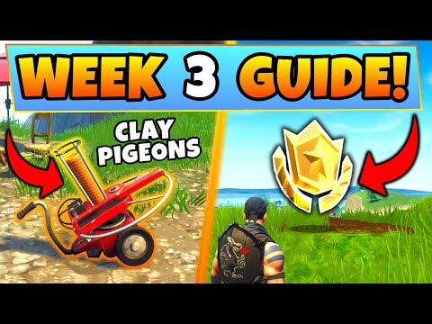 Fortnite WEEK 3 CHALLENGES GUIDE! – CLAY PIGEON Locations, Treasure MAP (Battle Royale Season 5)