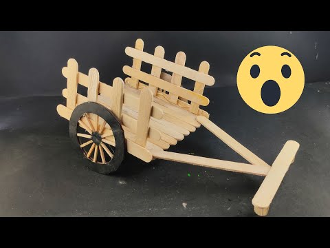 Ice cream stick bull cart। Awesome ideas from popsicle stick। stick art.