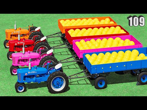 LOAD & TRANSPORT LEMON WITH 3 WHEEL CASE TRACTORS & CAT LOADER! - FS 22 #109