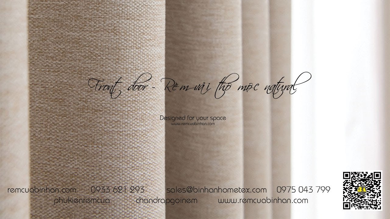 FRONT DOOR mẫu rèm vải thô mộc natural phong cách Nhật Bản