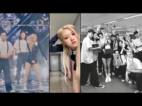 Rosé celebrates with the dancers🎂Backstage last performance of “On The Ground”