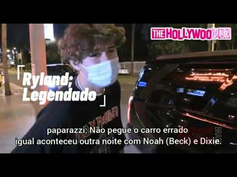 Nick Austin e Ryland Storms brincam com paparazzi ao sair do jantar no Saddle Ranch. Legendado.