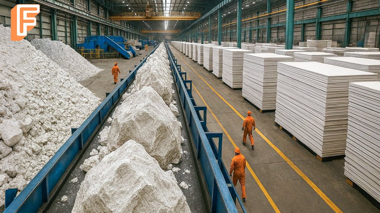 How Drywall Is Made From Gypsum In Massive Production Lines | 34 Billion Square Feet Every Year
