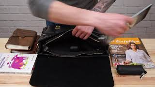 Сумка-портфель чоловіча зі шкіри на плече 14878 Vintage чорна