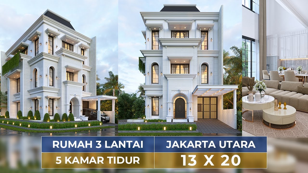 Video 3D Desain Rumah Klasik 3 Lantai Bapak ALX 1384 - PIK, Jakarta Utara