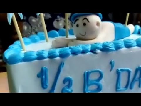 Half birthday  🎂  cake design | haziq half birthday cake idea 💡 6 month completed