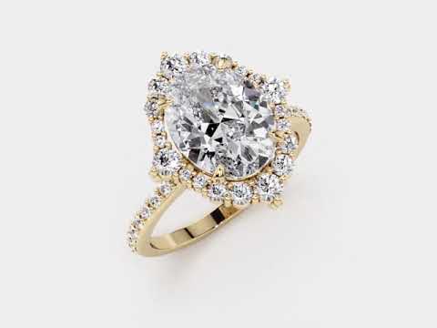 yellow gold oval halo engagement ring