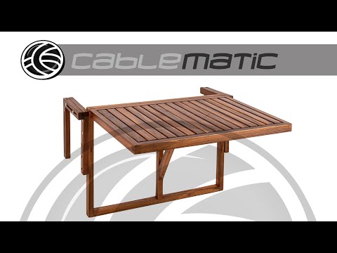 Mesa abatible 60 x 40 cm de madera de teca certificada para balcón exterior  - Cablematic