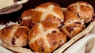 Chocolate Chunk Hot Cross Buns by Home Cooking Adventure