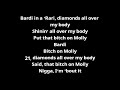 Cardi B Bartier Cardi Ft 21 Savage LYRICS VIDEO