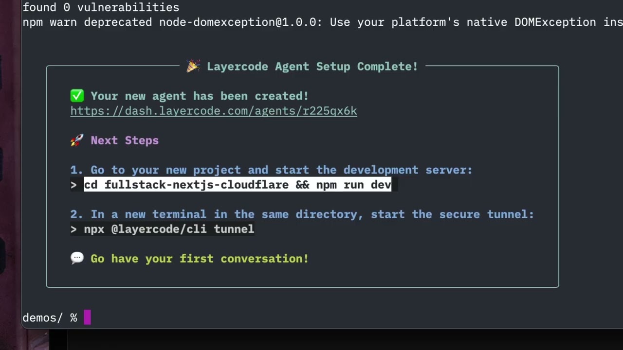 How to use Layercode CLI to create a voice AI agent
