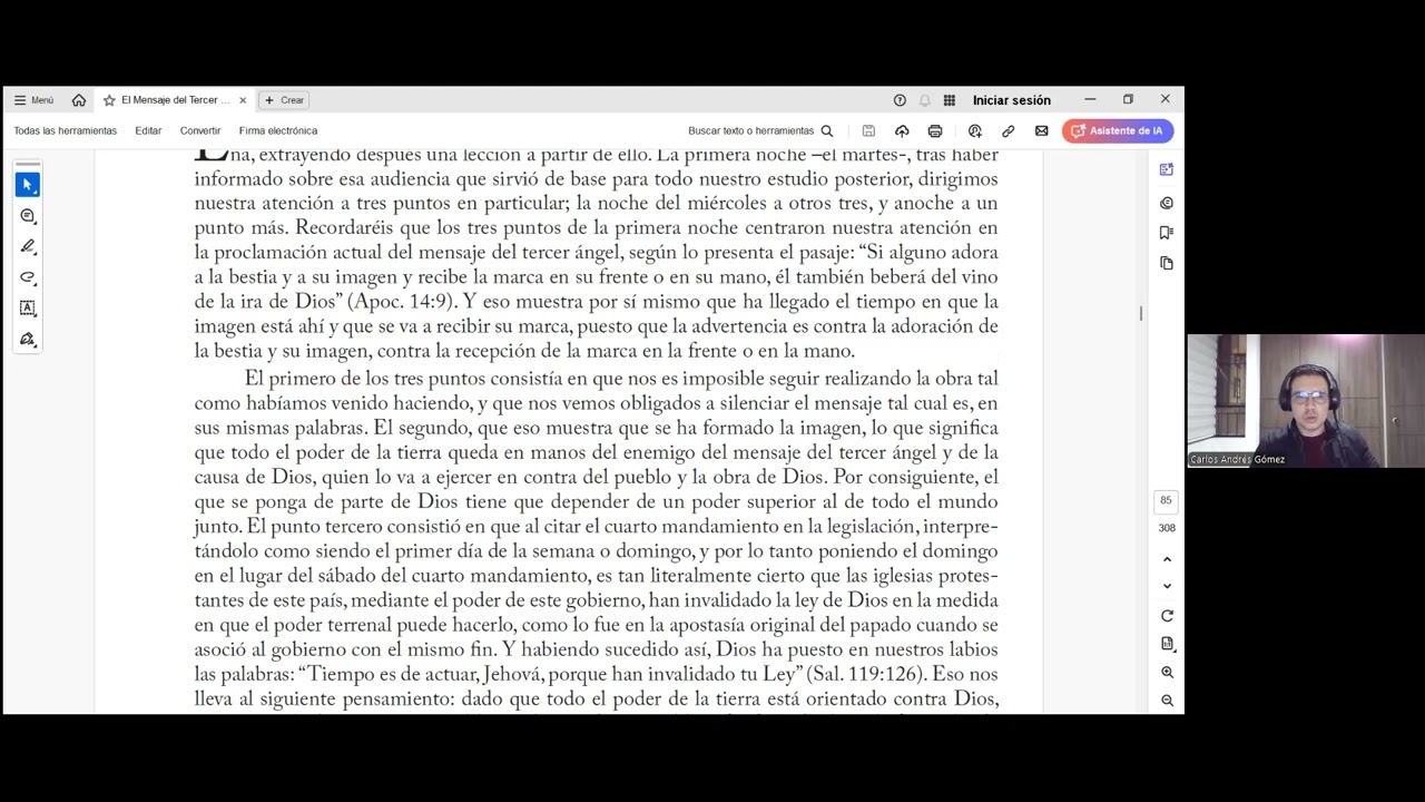 "EL MENSAJE DEL TERCER ANGEL. PARTE 9. Andrés Gómez.