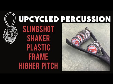 Upcycled Percussion - Slingshot Shaker - Plastic Frame - Topo Chico Bottle Caps image 5