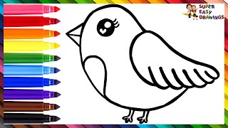 How To Draw A Bird 🐦 Drawing And Coloring A Rainbow Bird 🌈 Drawings For Kids