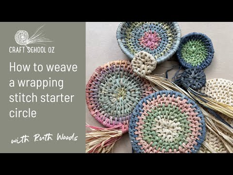 A wrapping stitch starter circle for a coiled basket by Ruth Woods