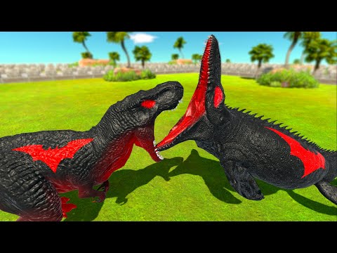 BATMAN MOSASAURUS vs BATMAN T-REX OASIS DEATH RUN - Animal Revolt Battle Simulator